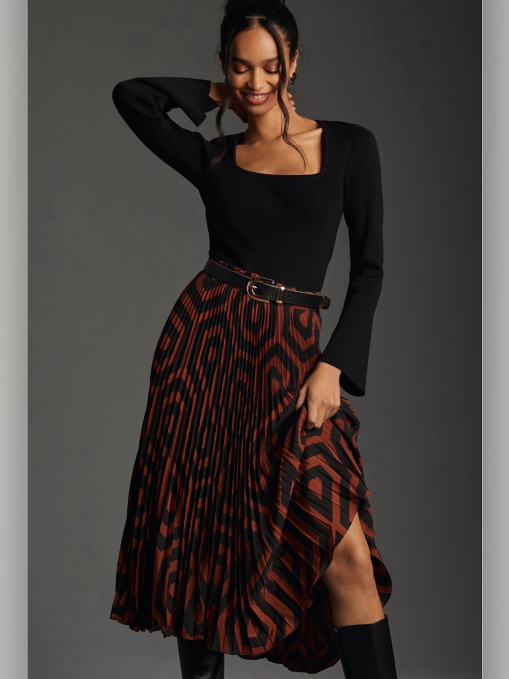 Anthropologie Valerie Pleated Midi Skirt NWT